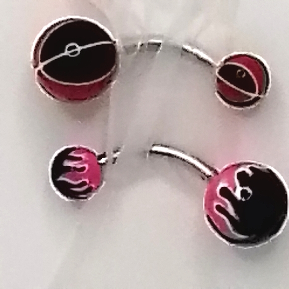 🩷Belly Button Ring Pink & Black Fire - Picture 1 of 4